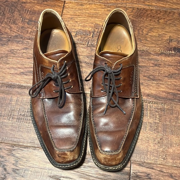 Ecco Men's Brown Leather Oxford Shoes - Picture 1 of 8